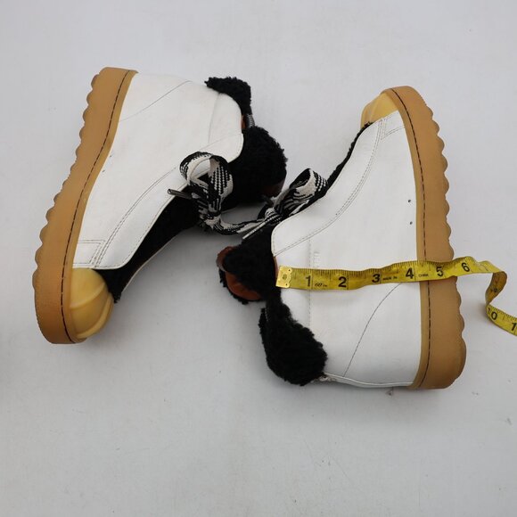 Coach High-Top Wedge Hiker Leather Women's Sz 8 B White Black Shearling Bow Fur - Picture 6 of 10